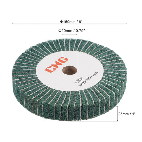 uxcell 150mm x 25mm 240 Grit Non-Woven Polishing Burnishing Wheel Abrasive Cloth Nylon Wire Drawing Flap Wheel for Stainless Steel Metal Green...