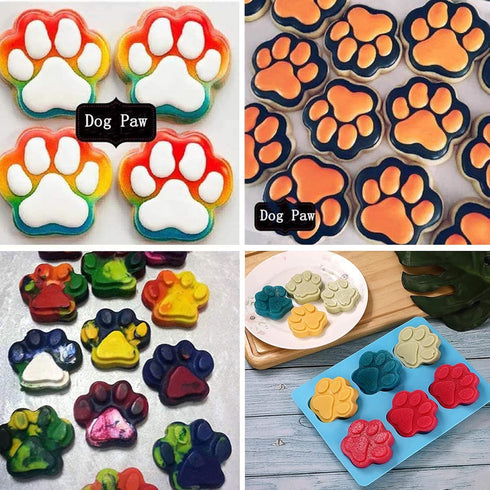 Set of 6?3 Packs Silicone Molds Puppy Dog Paw & Bone Shaped and 3 Packs Stainless Steel Dog Bone Cookie Cutters,for Homemade Treats?Paw?Ice?Candy ...
