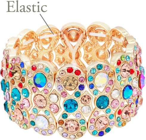 Lavencious Infinity Shape Rhinestone Stretch Bracelet Evening Party Jewelry 7”...