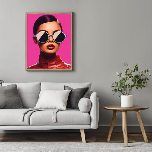Posterizer 1 pcs-beautiful vintage woman with sparkly leather jacket-Abstract & Modern Art-Vintage Art-Gift for Women, Fashionistas, Designer Fash...