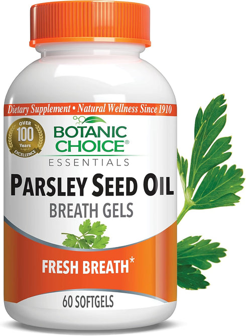 Botanic Choice Parsley Seed Oil-for Bad Breath from Odor-Causing Foods-Odor Neutralizer from Within-Breath Freshener gels-60 Softgels...