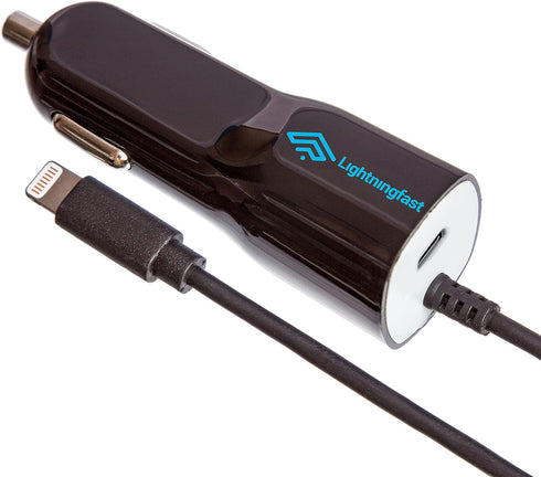 Apple Certified Lightning Car Charger - 40W: 20W Cable & 20W USBC Rapid Power - for iPhone 14 Pro Max Plus Mini 13 12 11 XS X XR XS SE 8 7 6S 6 5S...