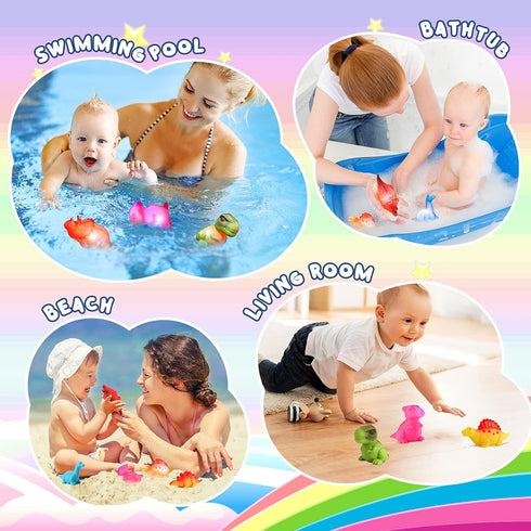 Baby Bath Toys for Toddlers 1-5, 6 Packs Light Up Floating Dinosaur Toys for Kids 1-5 Year Olds Boys Girls Birthday for Babies Age 1-5 Sensory Toy...