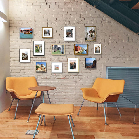 Golden State Art - 8x8 Aluminum Picture Frame - with Mat for 4x4 Photo or Without Mat for 8 x 8 Photo - Real Glass Cover - Simple and Elegant Deco...