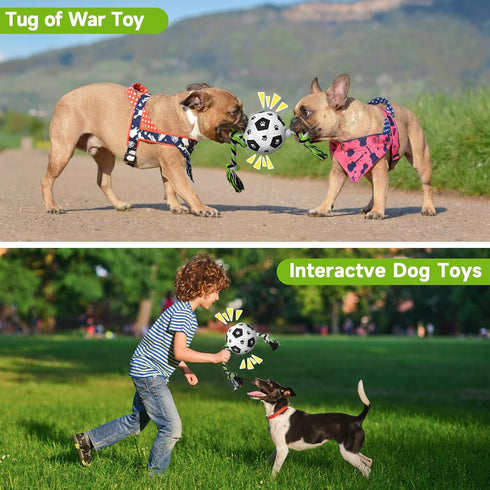Dog Balls on Rope, Dog Soccer Ball with Strap, Tug of War Soccer Ball for Dogs, Outdoor Dog Toys, Dog Plush Toys for Small Medium Dogs, Dog Birthd...