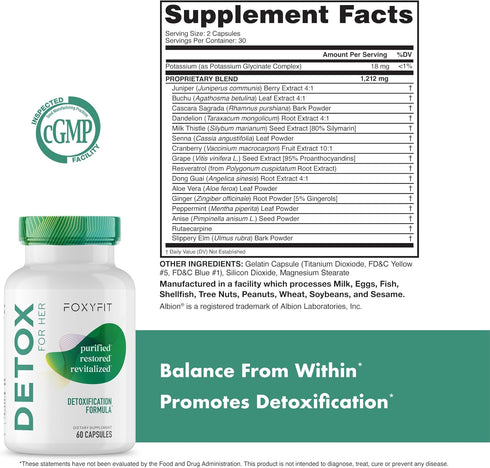 Detox for Her 30 Day Detox Cleanse Formula That Supports Healthy Digestion Function, Promotes Detoxification, & Balances from Within*...