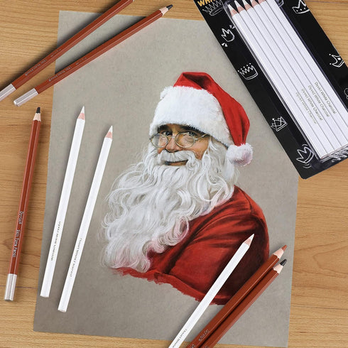 Dyvicl White Charcoal Pencils Drawing Set, 6 Pcs Sketch Highlight Pencil Hard Charcoal White Pencils for Drawing, Sketching, Shading, Blending...