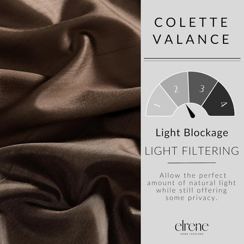 Elrene Home Fashions Colette Faux-Silk Scalloped Window Valance, 50 in x 21 in (Scalloped Valance), Chocolate...