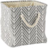 DII Polyester Container with Handles, Herringbone Storage Bin, Large Round, Small Square, Gray...