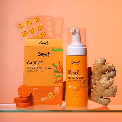 Sweet Chef Carrot Ginger + Salicylic Acid Pore Cleanser - Foaming Face Wash and Gentle Cleanser for Blemish Prone Skin - Brightening Ginger, Pore ...