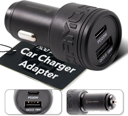 Mob Armor 38w Dual USB Quick-charge USB A + USB C Car Charger - Fast Charging Car Charger - Adapter - Car Charger Adapter - USB Car Charger - Car ...