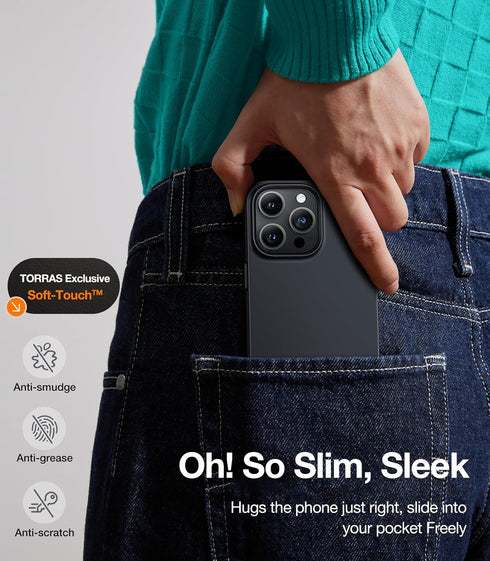 TORRAS Magnetic Slim-Fit for iPhone 15 Pro Max Case, Ultra-Thin 15 ProMax Phone Case Compatible with MagSafe, Lightweight Anti-Scratch Matte Hard ...