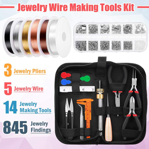 Thrilez Wire Wrapping For Jewelry Making, Repair and Beading Supplies Kit with Craft Ring Wire, Tools, Pliers and Jewelry Findings...