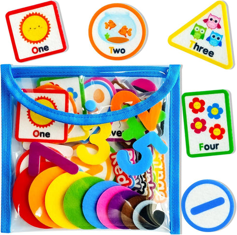 PENGFULL Felt Learning Numbers,44 Felt Board Pieces for Felt Flannel Board,Math Addition and Subtraction Colors Learning for Kindergarten,Preschoo...