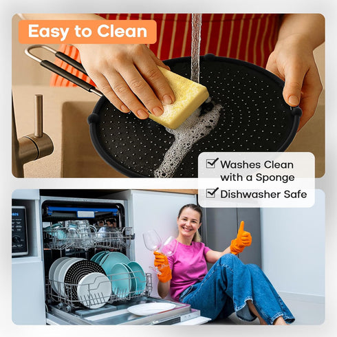 Beckon Ware | USA Brand | 13-Inch Black, Fit Pans (12" to 13") Silicone Grease Splatter Guard for Frying Pan and Stove...