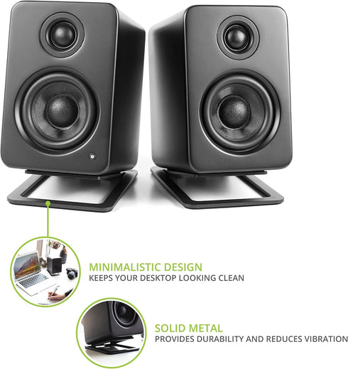 Kanto S2 Tilted Desktop Speaker Stands for Small Speakers & Compact 2”-3” Studio Monitors | Supports 6 lbs | Damping Foam Padding | Pair | Black...