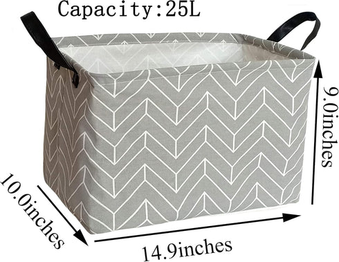 Rectangular Storage Bin Shelf Basket Canvas Fabric Toy Box,Waterproof Coating Nursery Hamper with Handles,Gift Basket for Home,Office,Clothes,Book...
