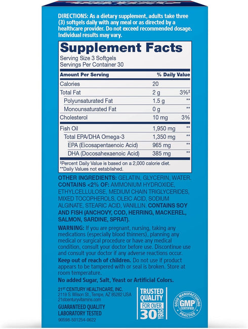 21st Century Alaska Wild Fish Oil Softgels, 90 Count...