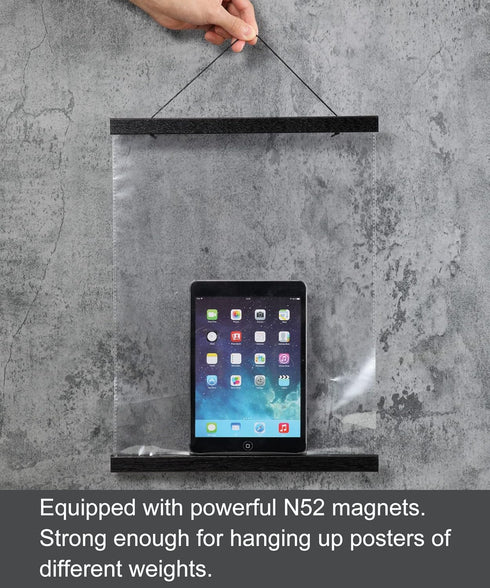 FALAMON Magnetic Poster Hanger Frame, Teak Wood Magnet Poster Frame for Posters, Prints, Photos, Pictures, Maps, Scrolls, and Canvas Artwork(Black...