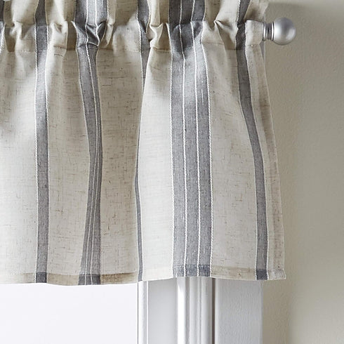 CHF McKenzie Striped Window Kitchen Curtain Valance, Rod Pocket, 58W x 14L inch, Grey...