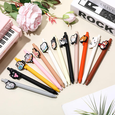 24 Pcs Cute Animal Pens Cartoon Pens Funny Pen Writing Kawaii Ballpoint Pens Retractable Black Ink Pens Birthday Party Gifts for Kids Students Off...