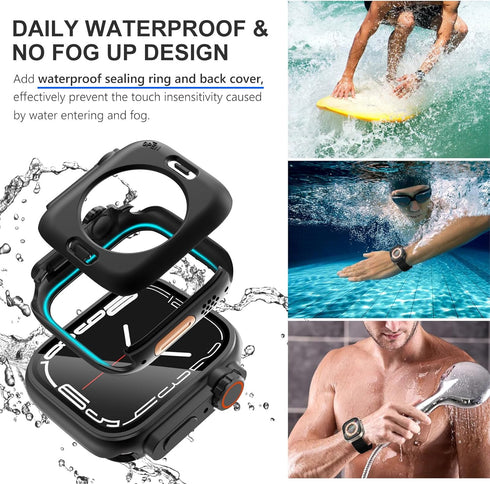 WINGLE 2 in 1 Waterproof case for Apple Watch Screen Protector 44mm Series 6 5 4 SE?Looks Like Apple Watch Ultra?, 2 Pack iWatch Face Cover + Back...