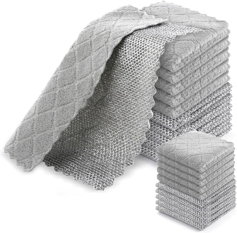 Multipurpose Wire Dishwashing Rags for Wet and Dry - Non Scratch Wire Dishcloth - Wire Miracle Cleaning Cloths New Upgrade Scrubs and Cleans Cookw...