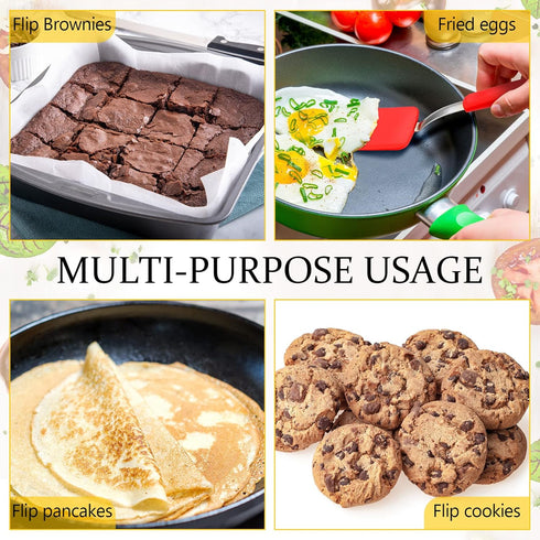Silicone Cookie Spatula Turner 2 Pack Mini Brownie Spatula Flexible Kitchen Small Silicone Spatulas for Nonstick Cookware Heat Resistant No Scratc...