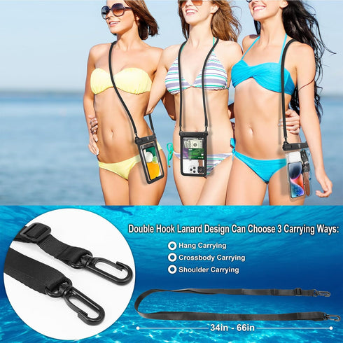 Double Space Waterproof Phone Pouch Case for Motorola Moto G Stylus G Power G 5G G Pure G Play Edge, 8.5" Large Underwater Phone Holder Cellphone ...