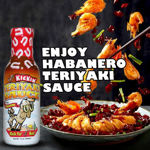 KICKIN' Spicy Teriyaki Sauce with Habanero – 13 oz. – Premium Gourmet Hot Stir Fry Sauce – Perfect Steak Marinade or Chicken Teriyaki Sauce...
