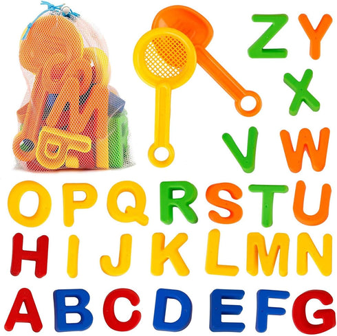 Liberty Imports ABC Alphabet Sand Mold Uppercase Letters Beach Toy Play Set with Digging Tools, Shovel, Sifter for Kids, Toddlers (Colors Vary)...