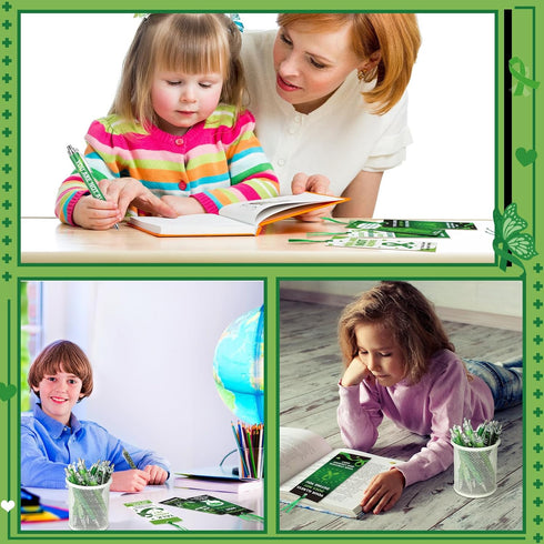 48 Pcs Mental Health Awareness Items Mental Health Awareness Pen World Mental Health Day Retractable Ballpoint Pen and Bookmarks Green Ribbon Pen ...