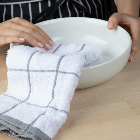 Arkwright Kitchen Tea Towels - (Pack of 12) Soft, 100% Cotton Terry Dishcloths, Highly Absorbent & Quick Dry, Hand Washcloths for Washing, Drying,...