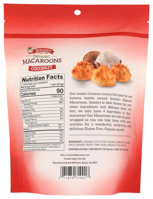 Jennies Organic Coconut Macaroons, 5.25oz | Dairy Free | Peanut Free | Gluten Free | Individually Wrapped...