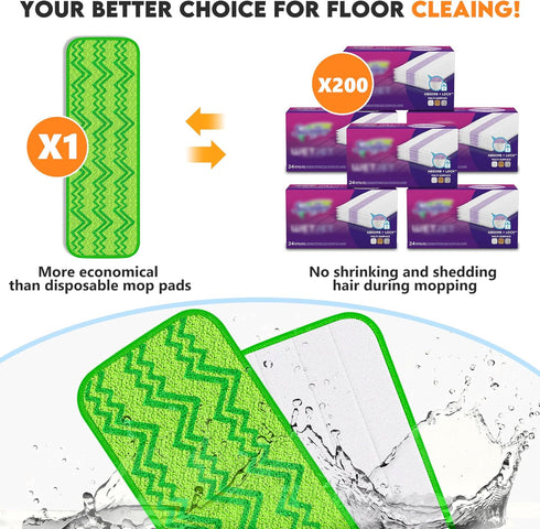 Reusable Mop Pads Compatible with Swiffer PowerMop, Microfiber Mop Pads Replacement Washable Mop Refills Pads for Dry Wet Mop, Spray Mops Pads Flo...