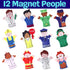 Magnet Happy Helpers People Toy Set for Fridge, Board and Refrigerator Magnets - Soft Fabric - 12 Pieces - Variety of Neighborhood People Characte...