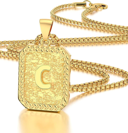Initial Letter Pendant Necklace for Men Women 18K Gold Plated Rope Chain Necklace 20 Inches Initial Necklaces for Men...
