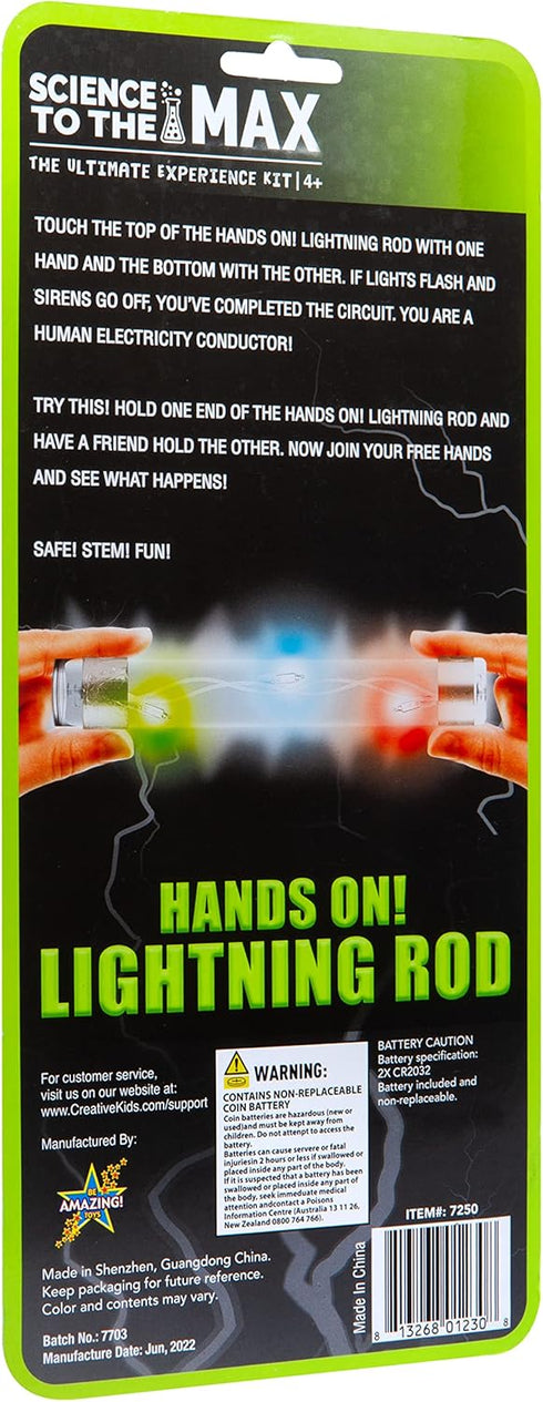 Hands On Lightning Rod - Educational Science Toys for Boys and Girls - Learn Science of Electricity and CIrcuits - Human Electricity Conductor...