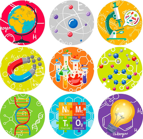 1800 Pcs Science Stickers for Kids Science Teacher Reward Stickers Science Party Favor Stickers Bulk Chocolate Stickers Science Decals for Chemist...