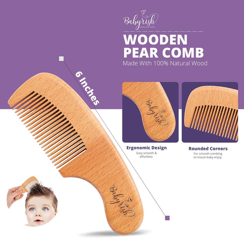 Baby Brush Set for Newborn - Baby Hair Brush with Soft Goat Hair Bristles - Wooden Toddler Hair Brush with Baby Comb, Massage Brush & Cradle Cap B...