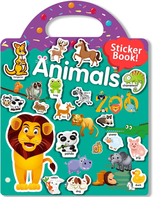 Oomloid Reusable Animal Sticker Book for Kids Toddlers 2-4 Years, Preschool Learning Activities Waterproof Sticker Books for Teens Girls Boys...