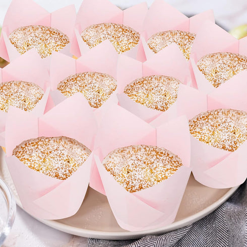 Jutom 200 Pack Tulip Cupcake Liners Paper Baking Cups Greaseproof Muffin Liners Grease Resistant Cupcake Wrappers for Weddings Birthday Cake Balls...