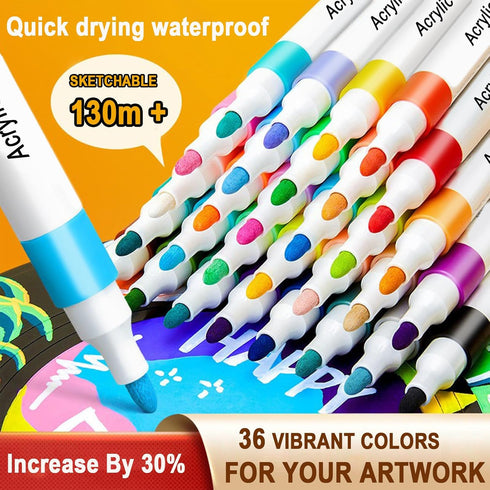 36 Colors Acrylic Paint Pens Markers, Premium Acrylic Paint Pens for Wood, Canvas, Stone, Rock Painting, Glass, Ceramic Surfaces, DIY Crafts Makin...