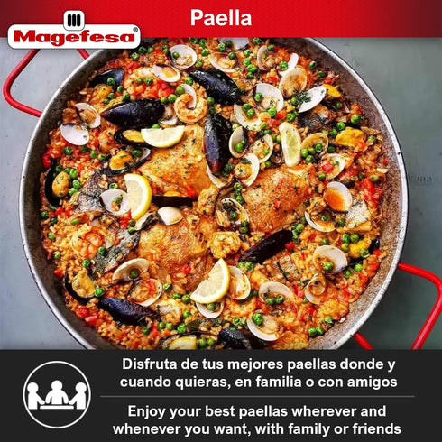 MAGEFESA® Carbon - paella pan 9 in - 23 cm and 1 Servings, made in Carbon Steel, with dimples for greater resistance and lightness, ideal for cook...