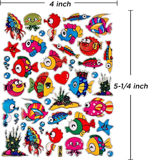 Tropical Fish Sea Ocean Stickers for Scrapbook Flashy (270 pcs, 10 Sheets)...