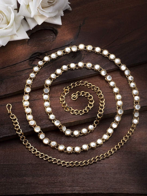 Aheli Ethnic Kundan Waist Chain Kamar Patta Faux Stone Studded Belly Chain Indian Traditional Saree Belt Wedding Party Wear Fashion Jewelry Gift f...