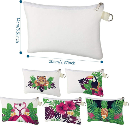 Weewooday Sublimation Blanks Cosmetic Bags Multipurpose DIY Heat Transfer Makeup Bags Toiletry Pouch Iron on Transfer Zipper Canvas Pencil Bag for...