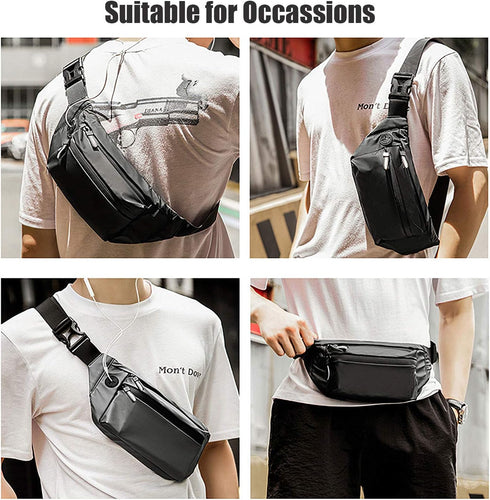 Fanny Pack Crossbody Bags for Women Girls Men Kids Shoulder, Running Belt Bag Leather Phone Pouch, Waterproof Chest Waist Bags for Travel Walking ...