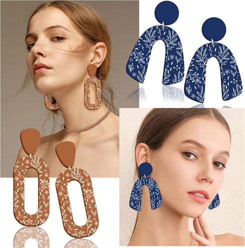 Juome Silk Screen Stencils for Polymer Clay, 3Pcs Reusable Silk Screens Printing Kit with 2Pcs Scrapers, Polymer Clay Tools for Earring Jewelry Ma...