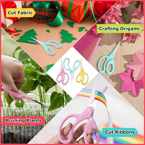 Mudder 3 Pieces Left Handed Scissors Kids Age 8-12 5.9 Inch Back to School Gifts Safety Children Scissors with Blunt Tip Stainless Steel Blades an...